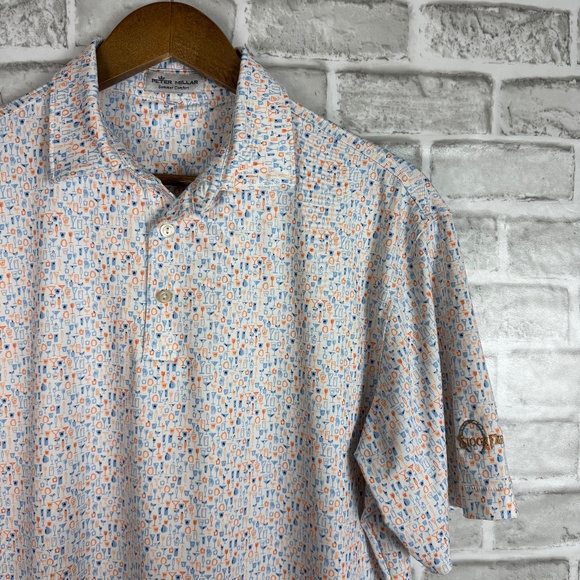 Peter Millar Summer Comfort Cocktail AOP Performance Golf Polo Men XL Stock Farm - Picture 1 of 8